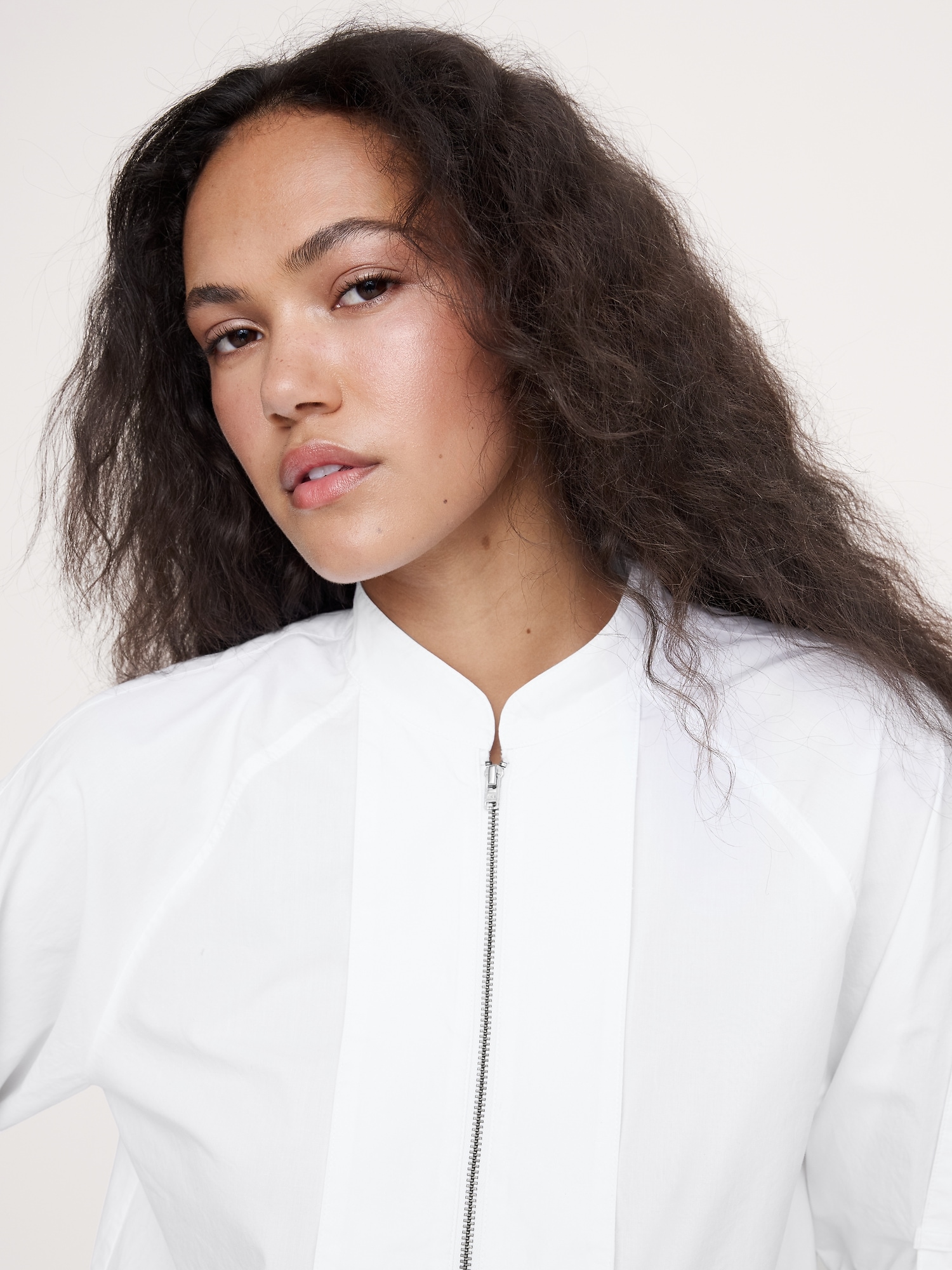 Image number 4 showing, COTTON POPLIN ZIP POPOVER TOP