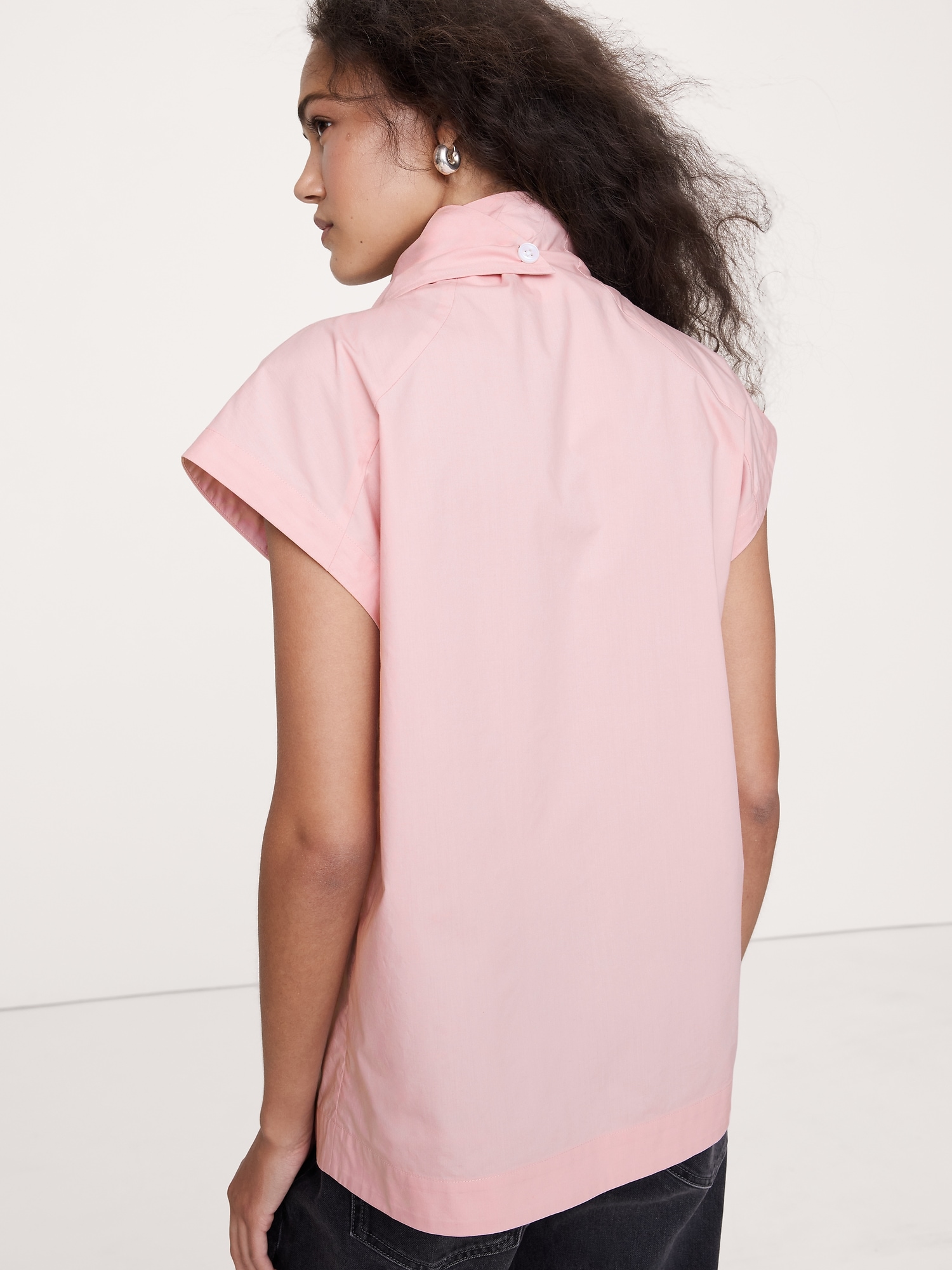 Image number 2 showing, COTTON POPLIN COWL NECK TUNIC