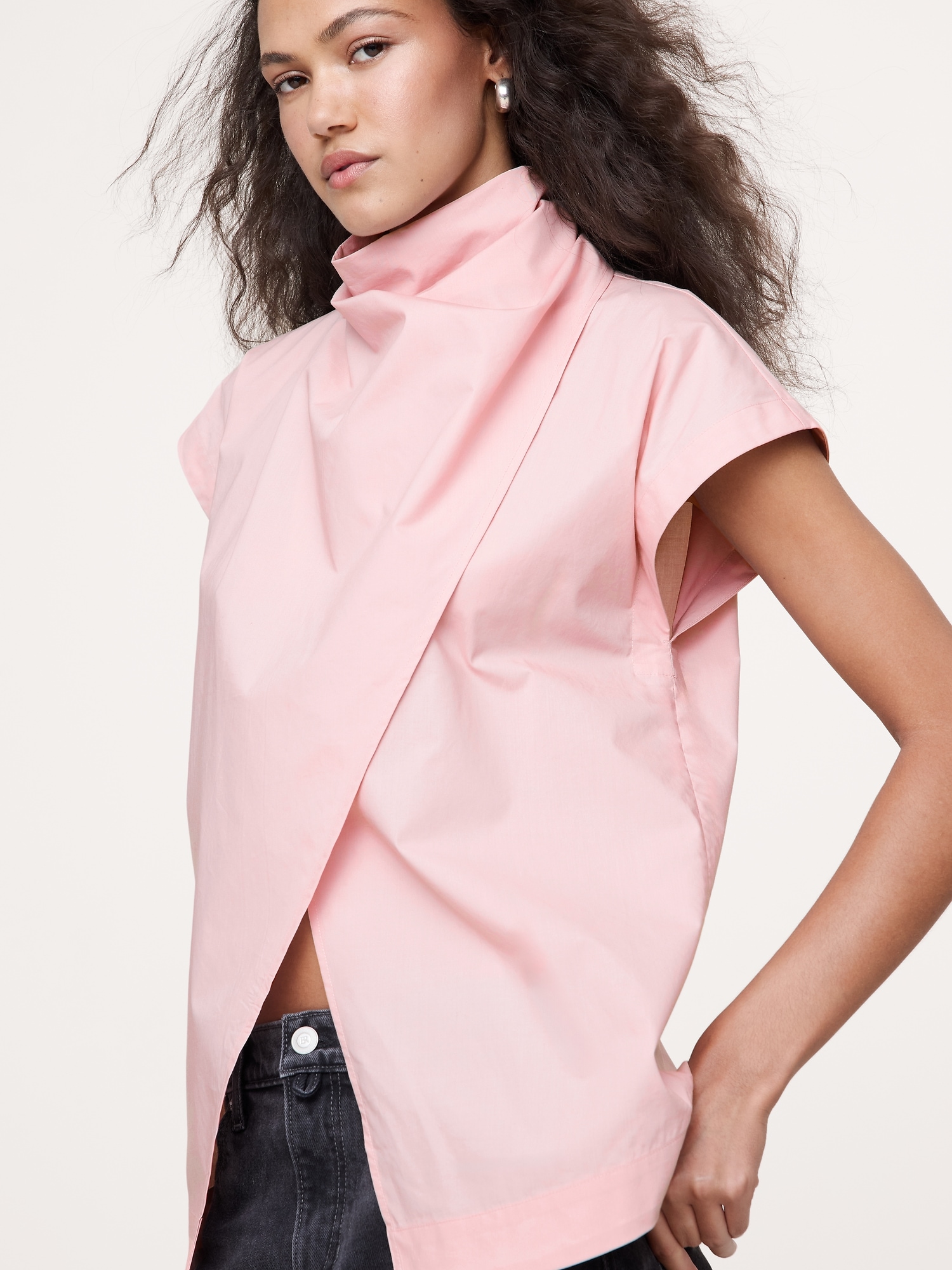 Image number 3 showing, COTTON POPLIN COWL NECK TUNIC