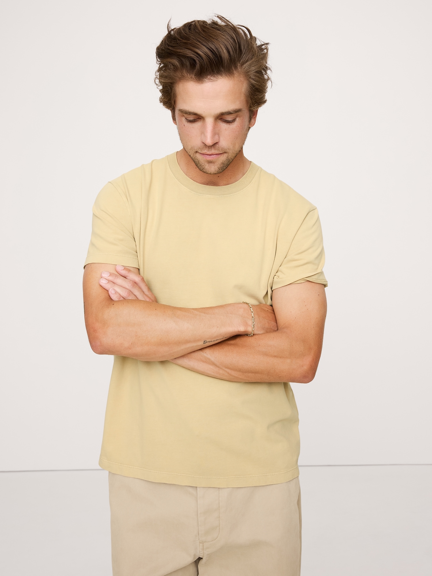 Sun-Faded Cotton Crew-Neck T-Shirt - Yellow