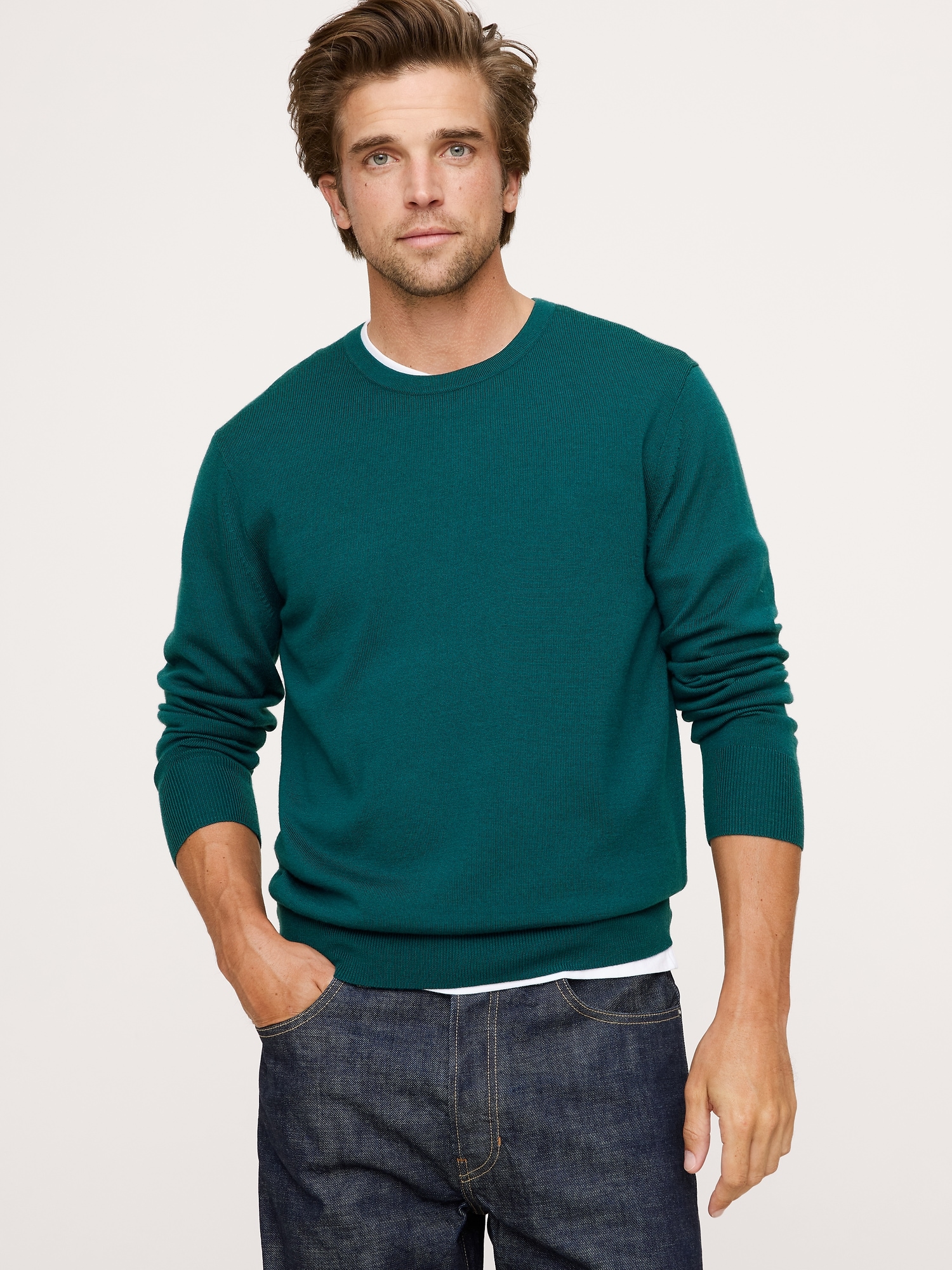 Merino Crew-Neck Sweater - Bright Teal