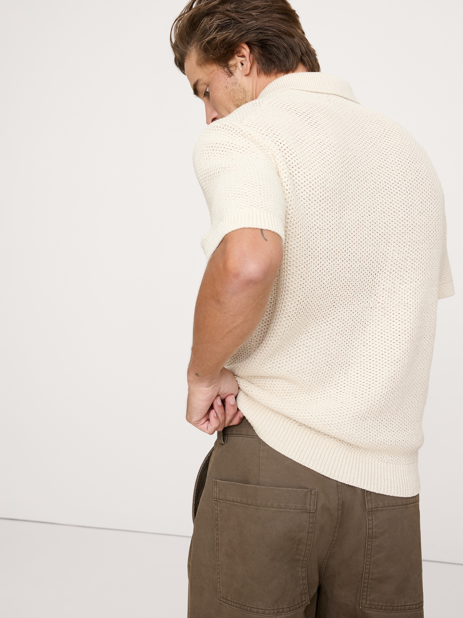 Image number 2 showing, COTTON HONEYCOMB SWEATER POLO
