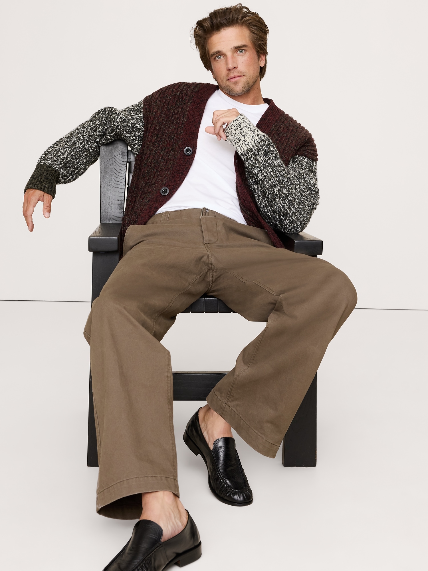 Image number 1 showing, Colorblock Italian Merino-Blend Cardigan