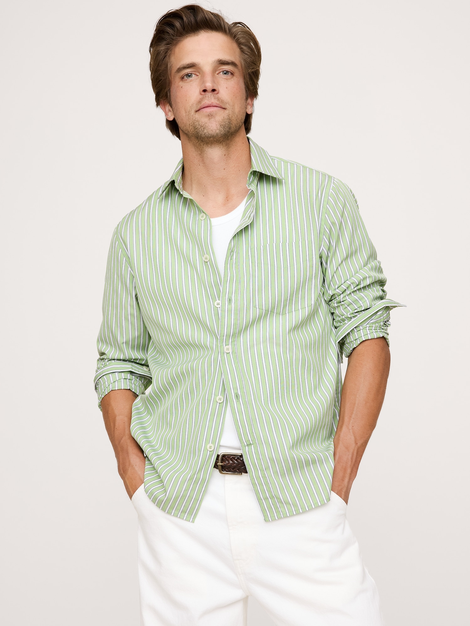 Image number 1 showing, Standard-Fit Washed Cotton Poplin Shirt