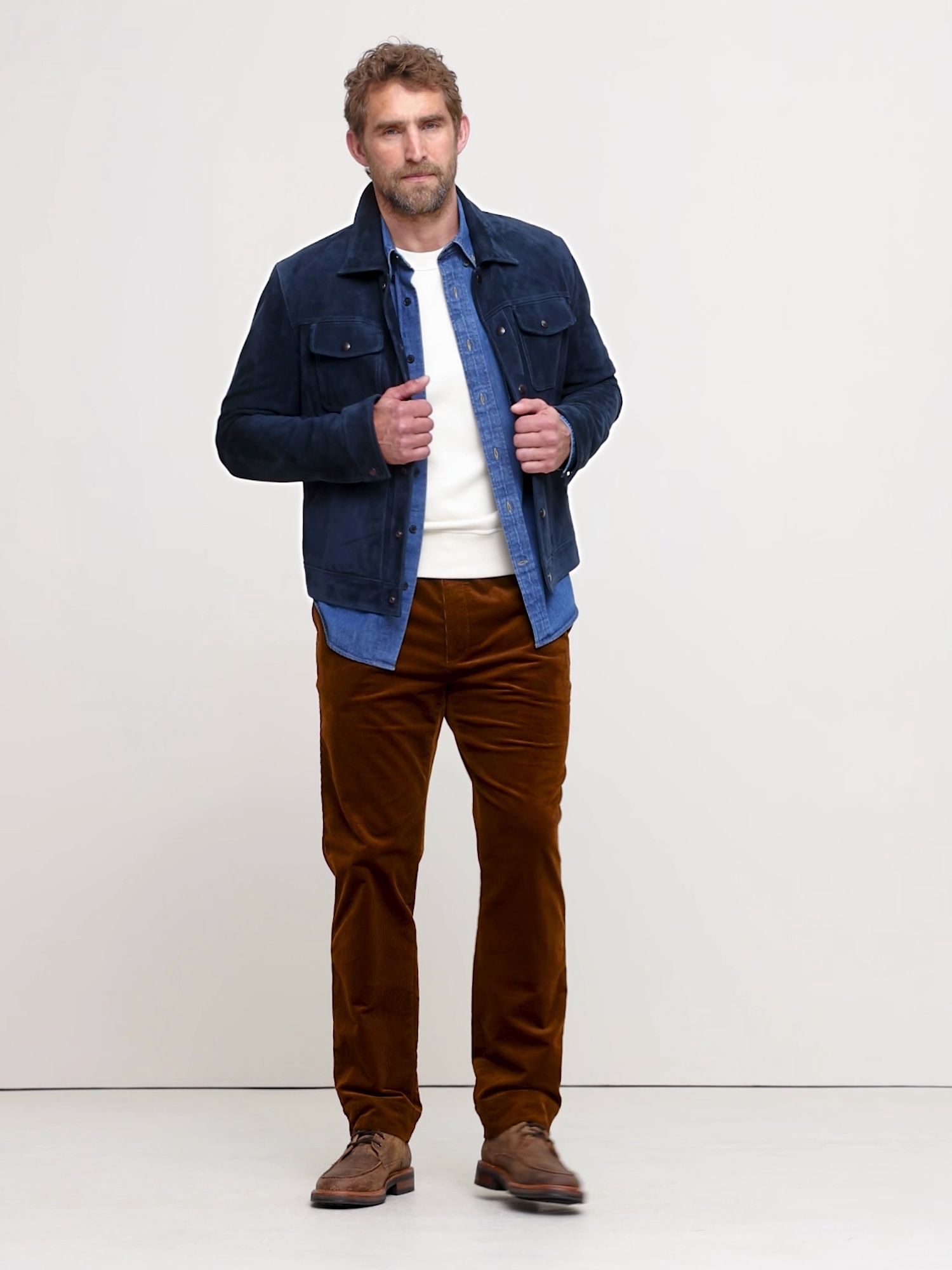 Мужские брюки Banana Republic Straight Stretch-Corduroy Pull-On Pant, цвет: Ржавый коричневый — фото 6