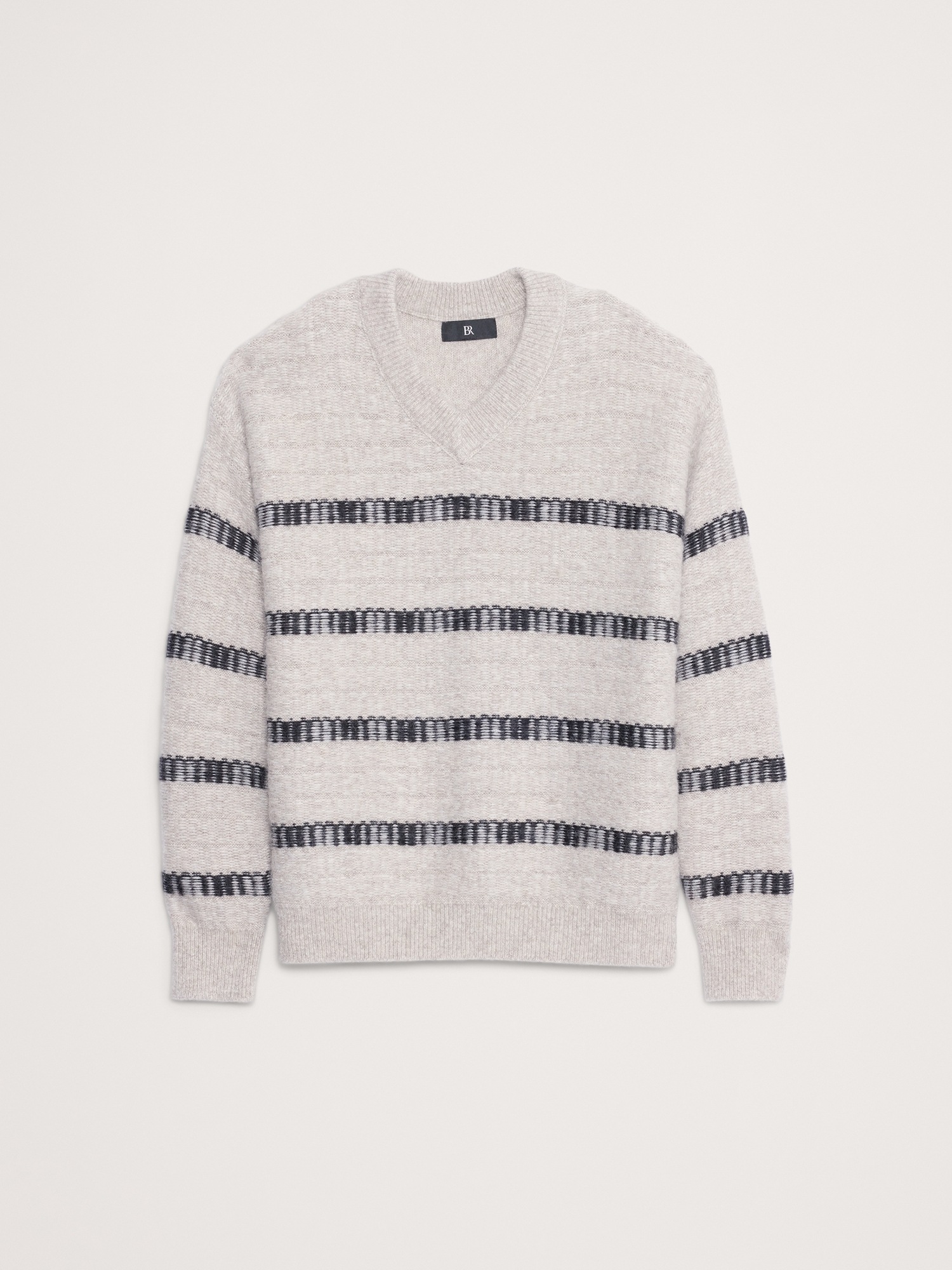 Мужской свитер Banana Republic Jacquard Stripe V-Neck, цвет: Натуральный бежевый — фото 4