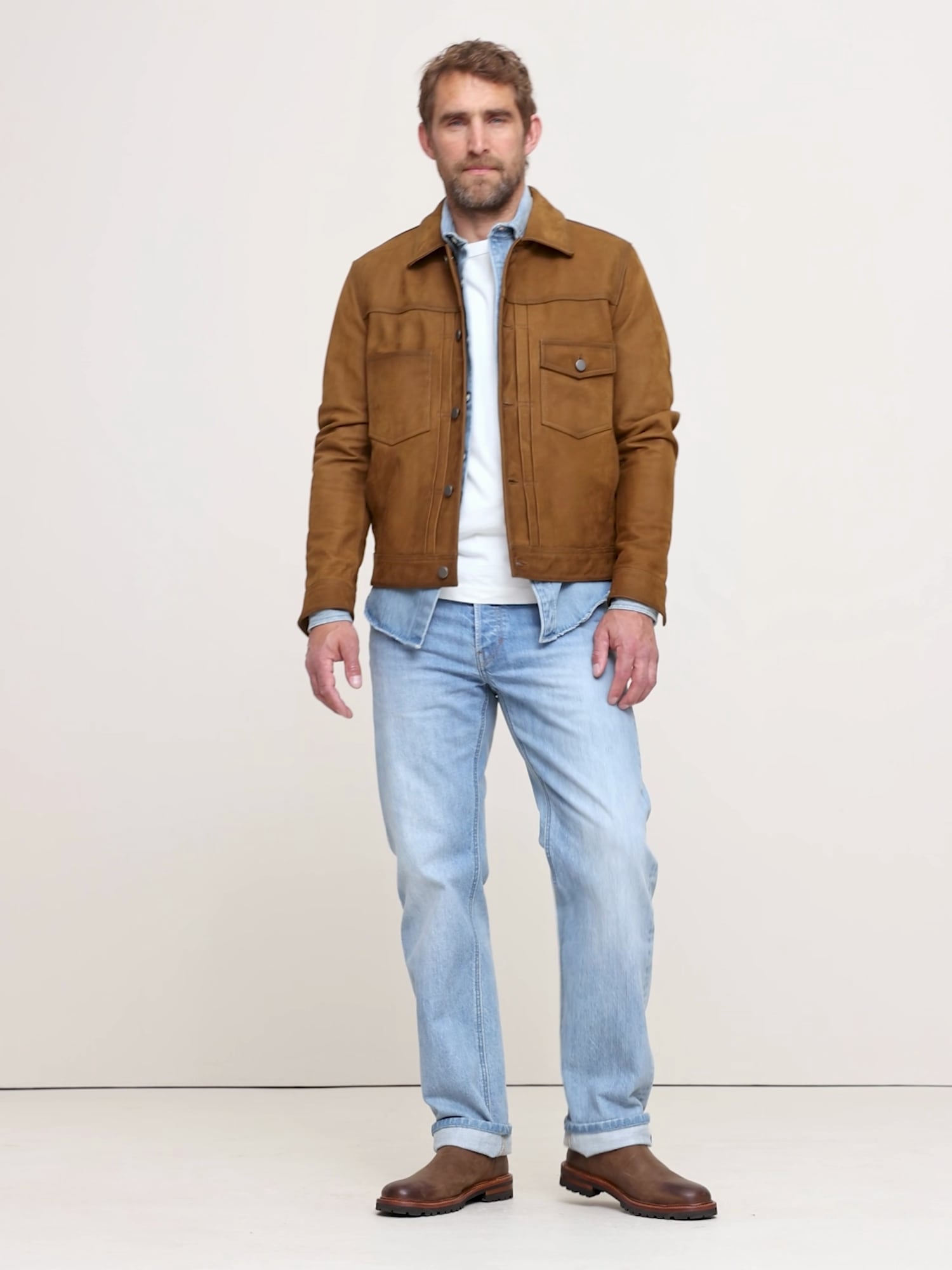 Image number 2 showing, NUBUCK LEATHER TRUCKER JACKET
