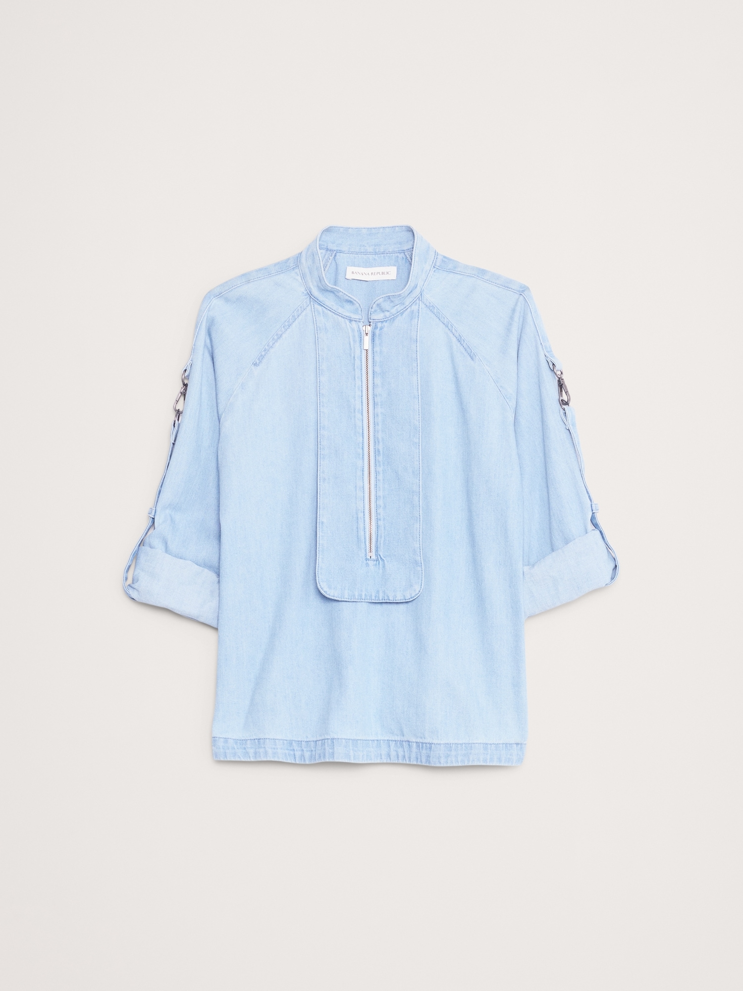 Image number 4 showing, CHAMBRAY ZIP POPOVER TOP