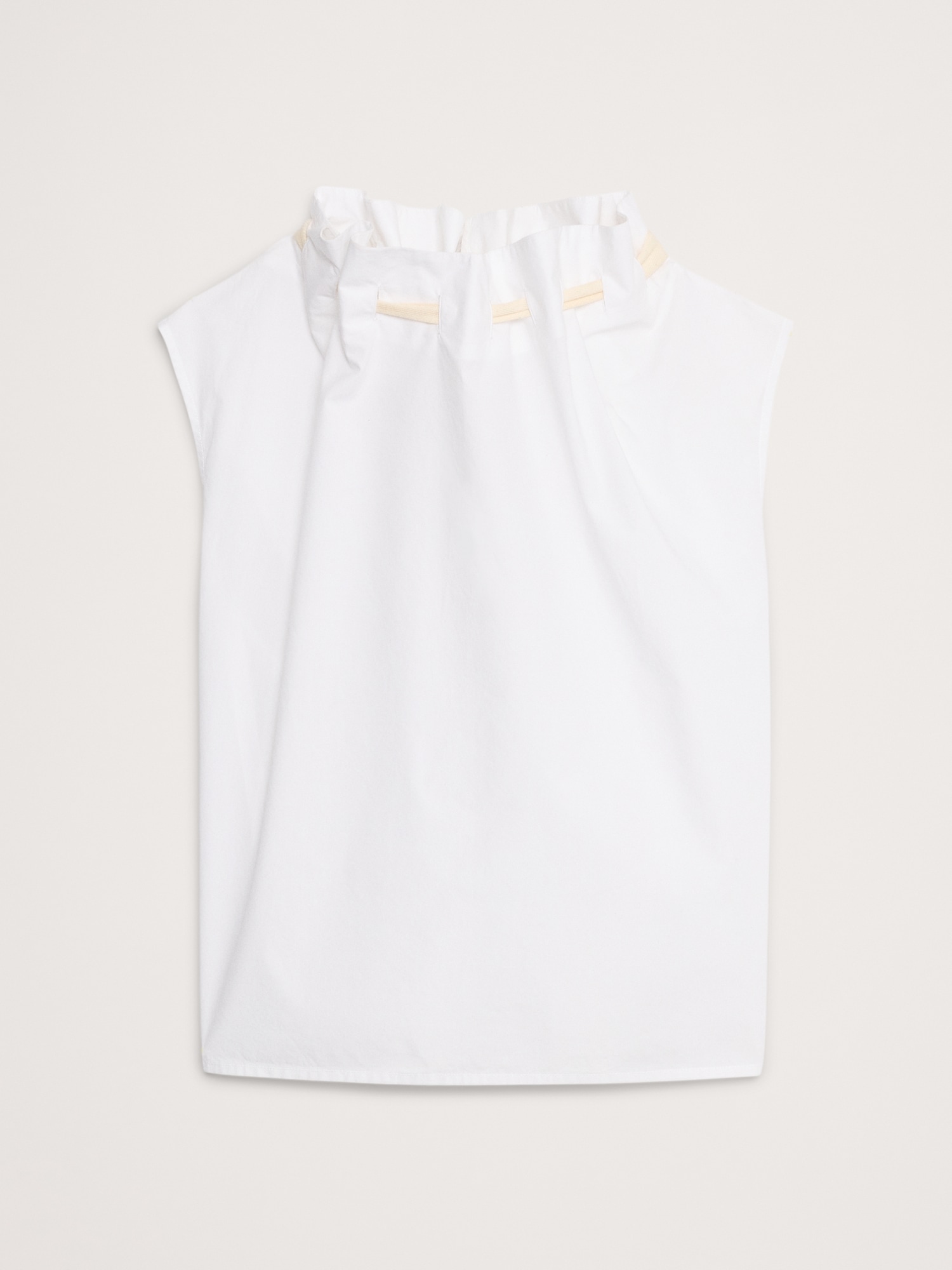 Image number 7 showing, COTTON POPLIN CINCH-NECK TOP