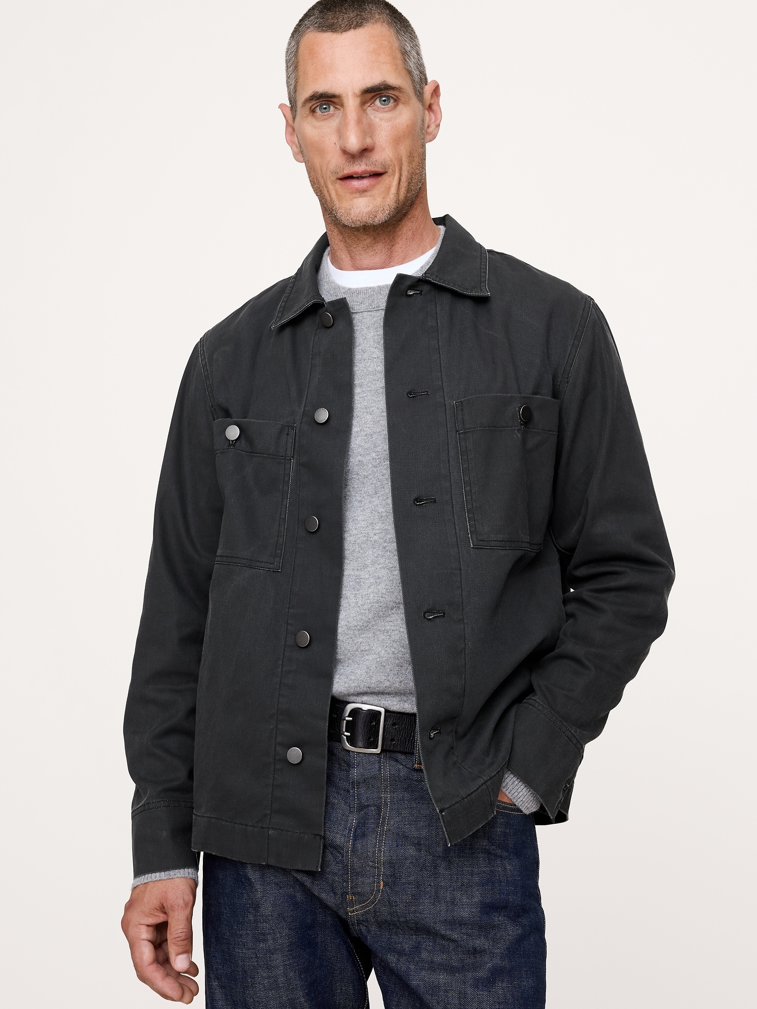 Image number 1 showing, Coated Cotton Twill Overshirt
