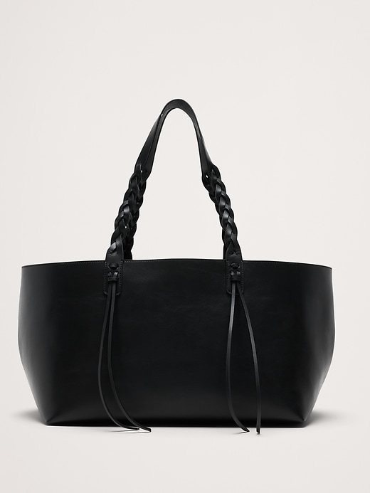 Large Leather East-West Tote | Banana Republic