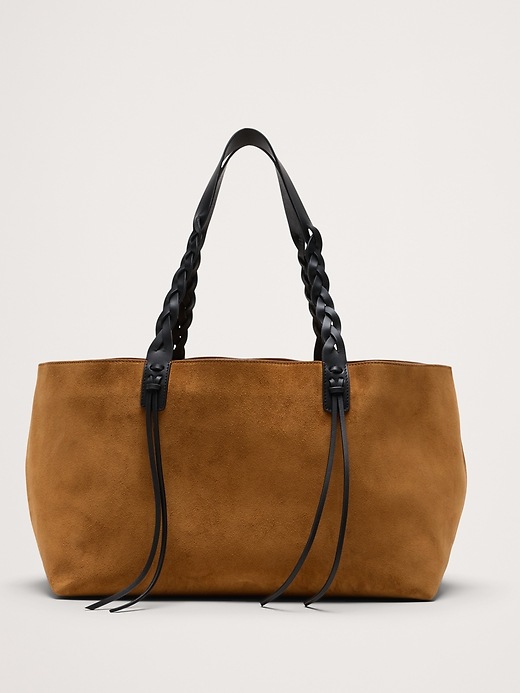 Large Leather East-West Tote | Banana Republic