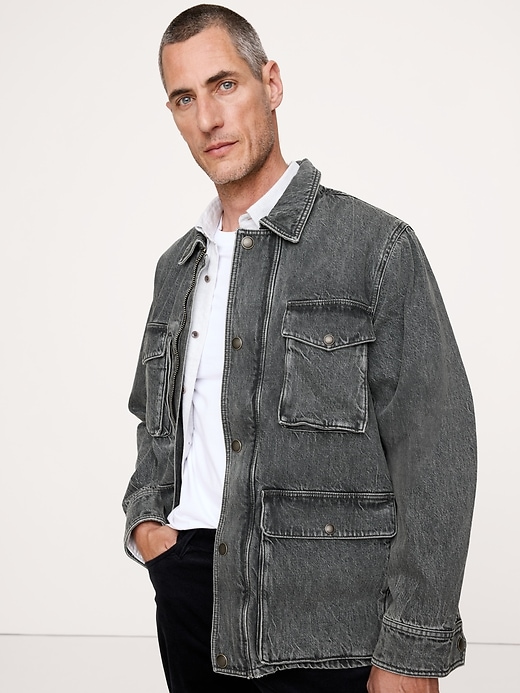 Oversized Italian Denim Field Jacket Banana Republic