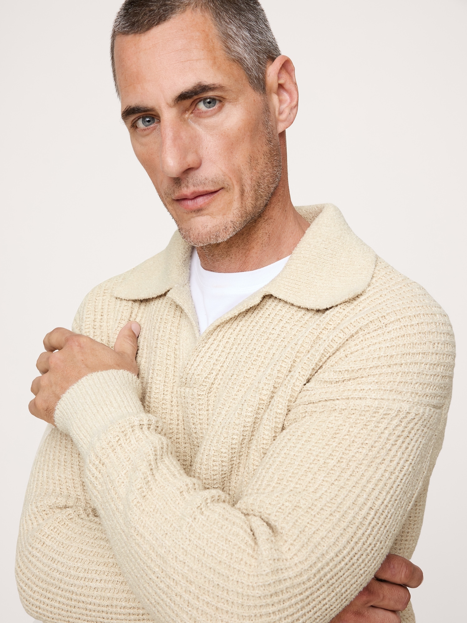 Image number 3 showing, Chunky Cotton-Blend Sweater Polo