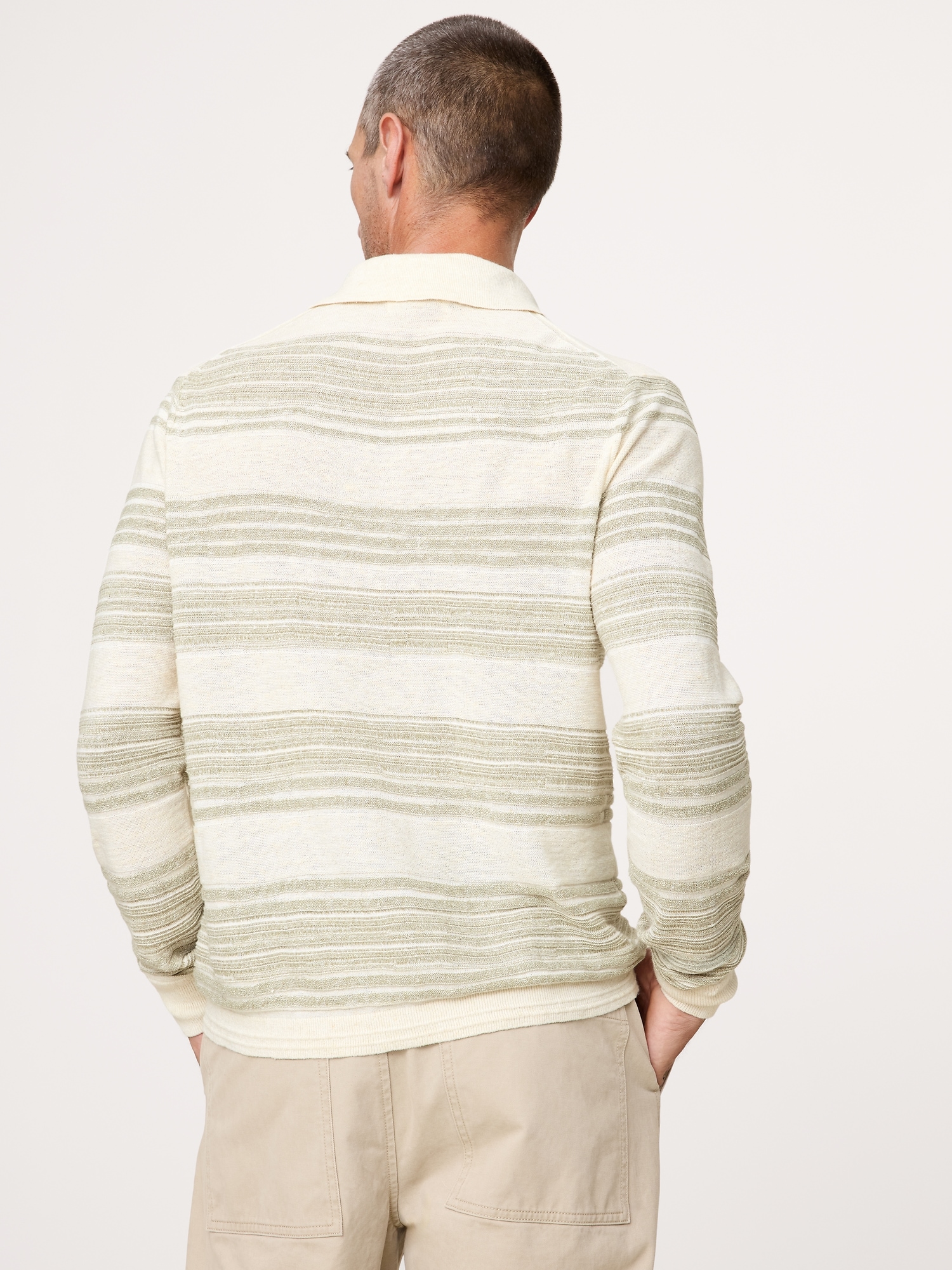 Image number 2 showing, Stripe Cotton-Linen Sweater Polo