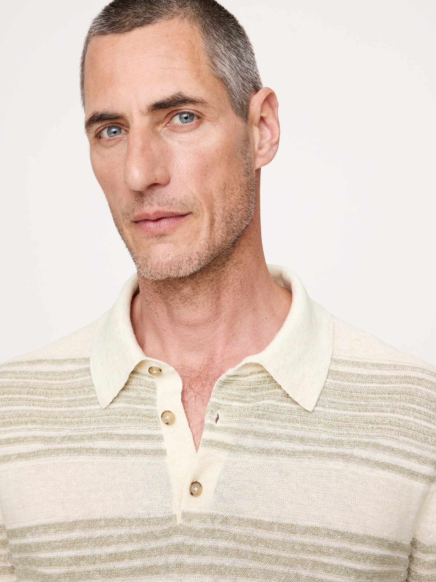 Image number 3 showing, Stripe Cotton-Linen Sweater Polo