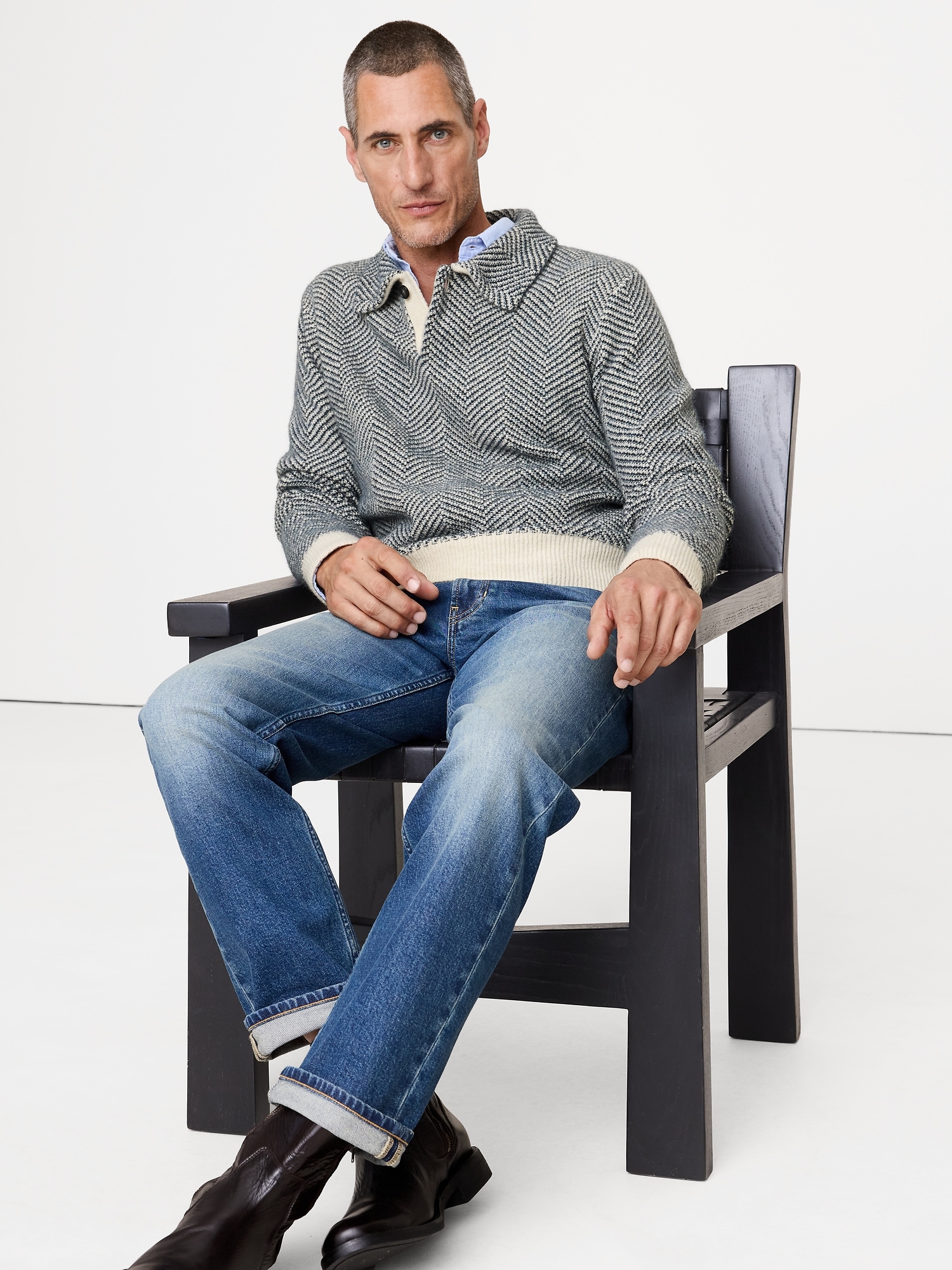 Herringbone Sweater Polo Shirt