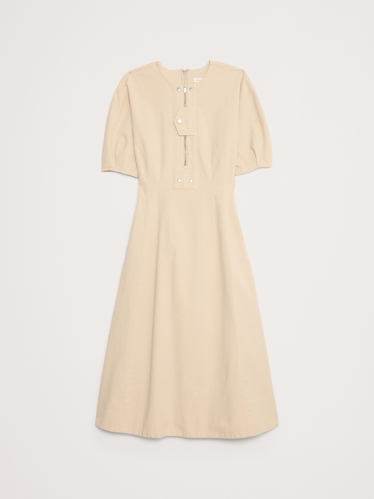 Image number 8 showing, STRETCH-COTTON TWILL UTILITY MIDI DRESS