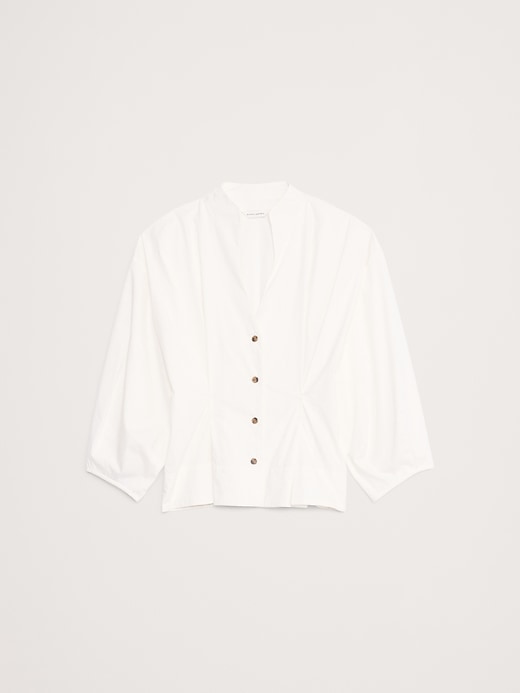 Cotton Poplin Cinched-Waist Shirt