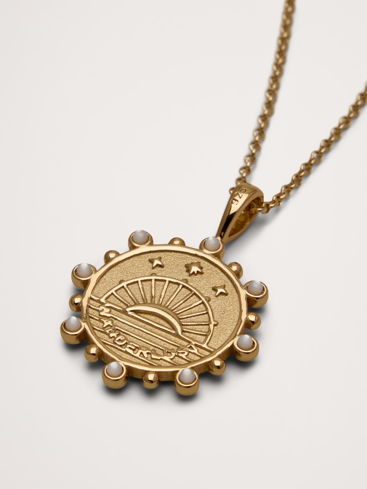 Wanderlust Wildflowers Petite Pendant Coin with Chain by Jane Win - Gold