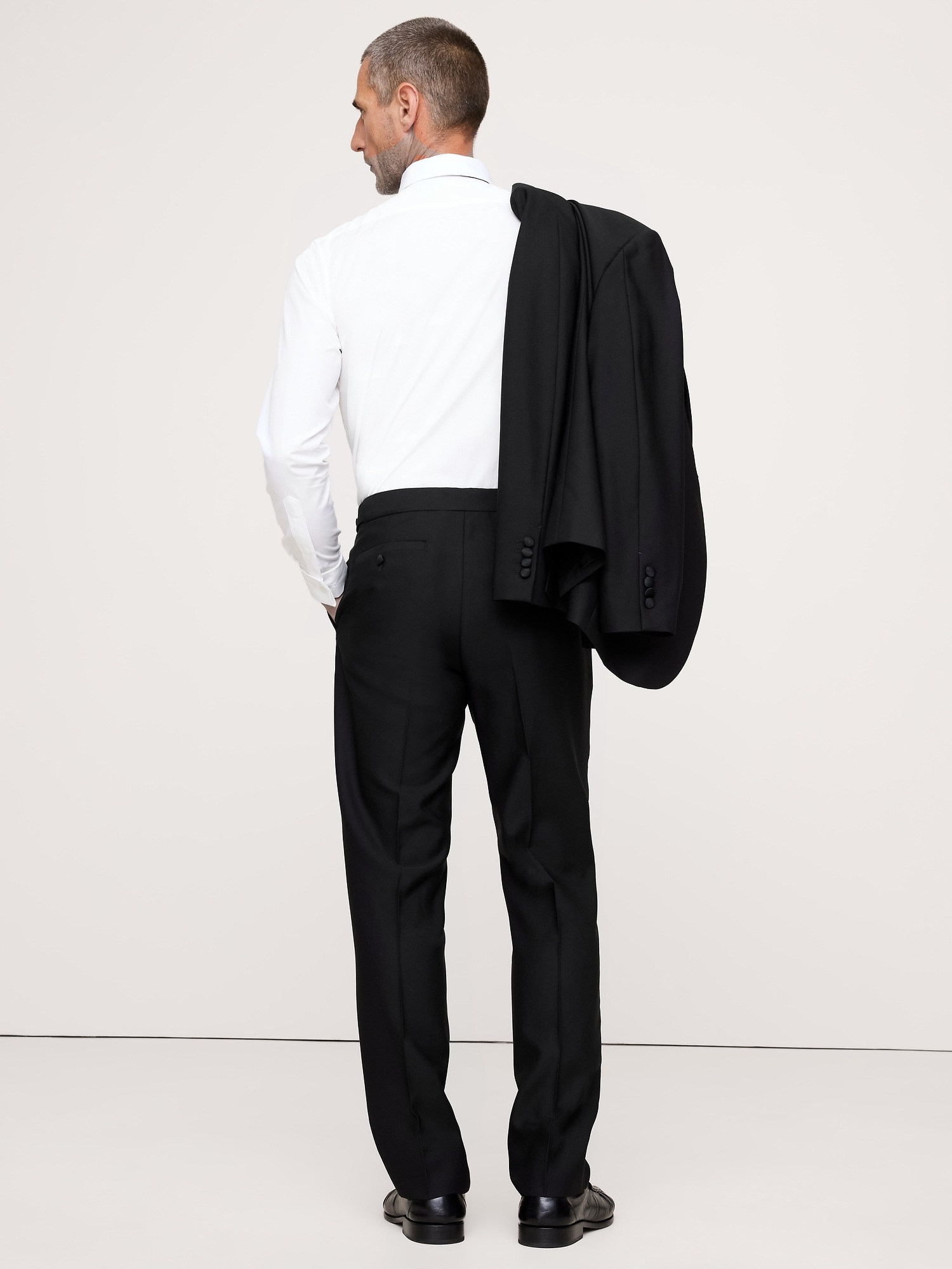 Мужские брюки Banana Republic Slim Italian Barathea Tuxedo Pant, цвет: Чёрный — фото 2