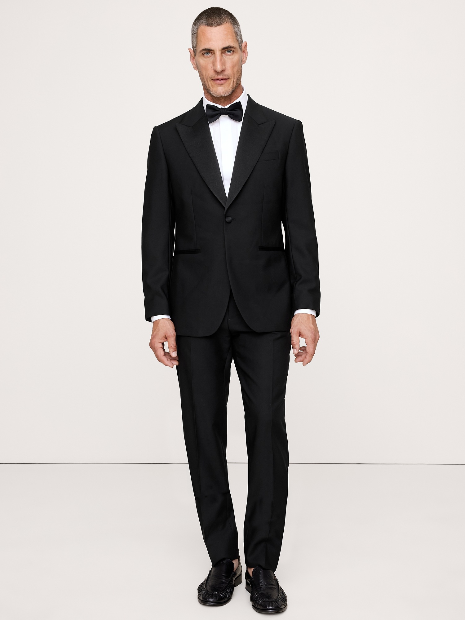 Мужской пиджак Banana Republic Slim Italian Barathea Tuxedo, цвет: Чёрный — фото 5