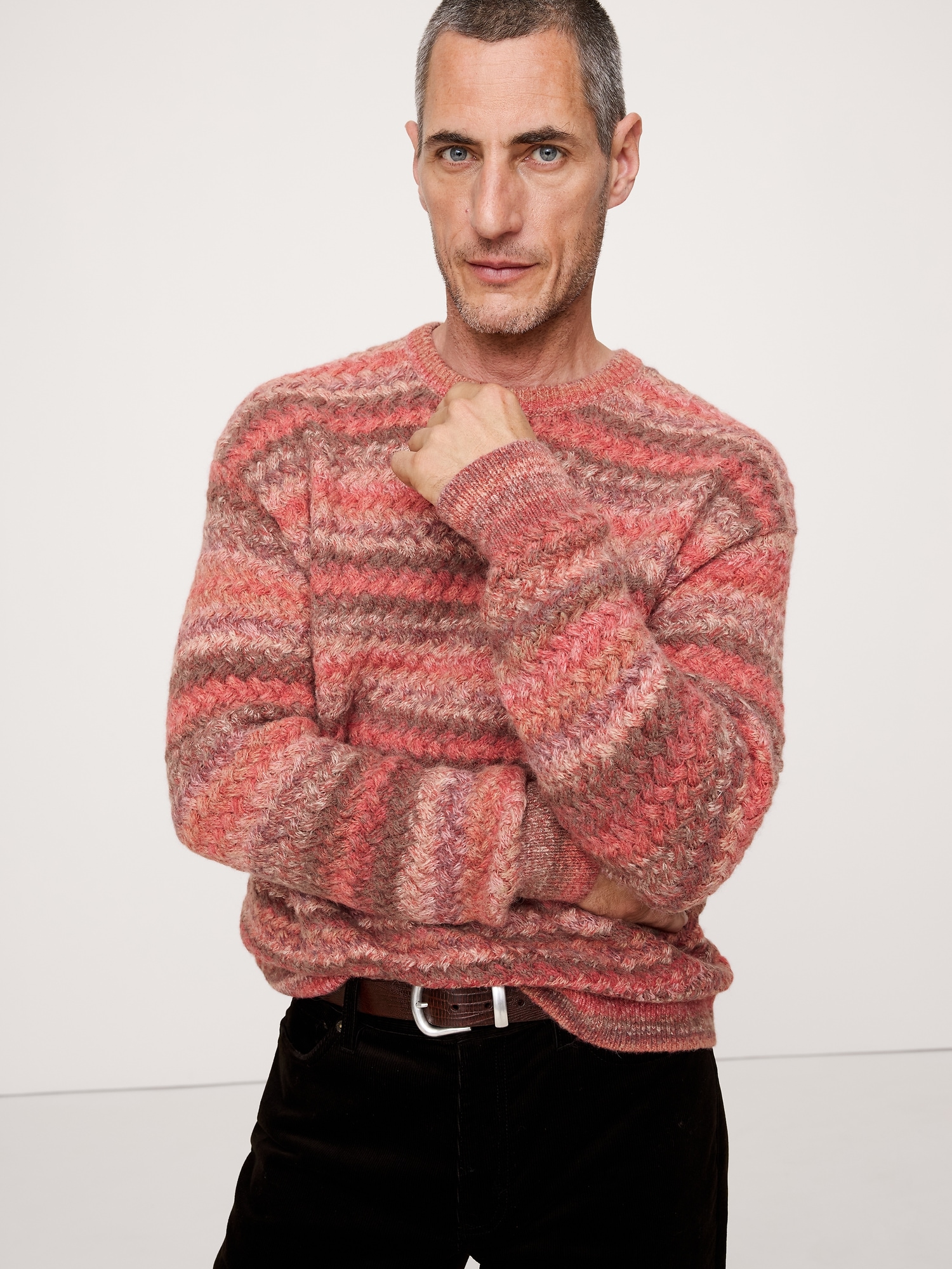 Image number 1 showing, Space-Dye Crew-Neck Sweater