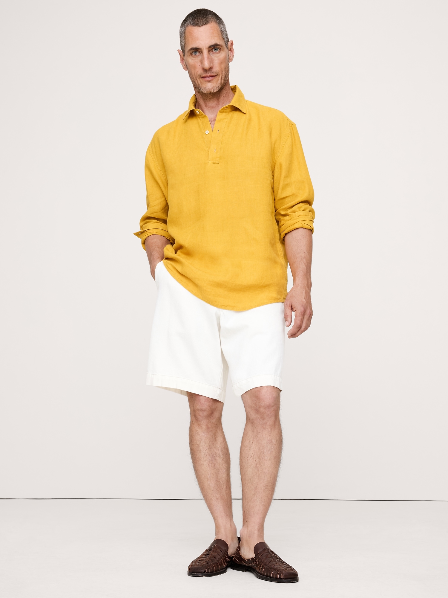 Image number 1 showing, Relaxed-Fit Linen Popover Shirt