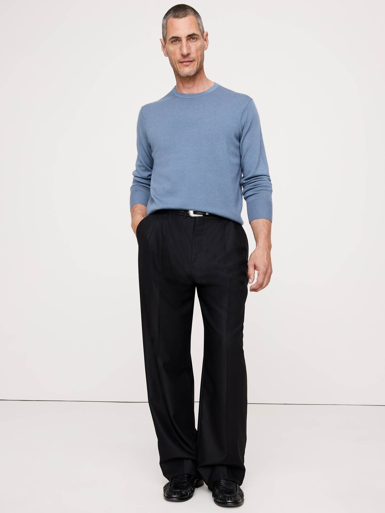 Merino Crew-Neck Sweater - Atmospheric Blue