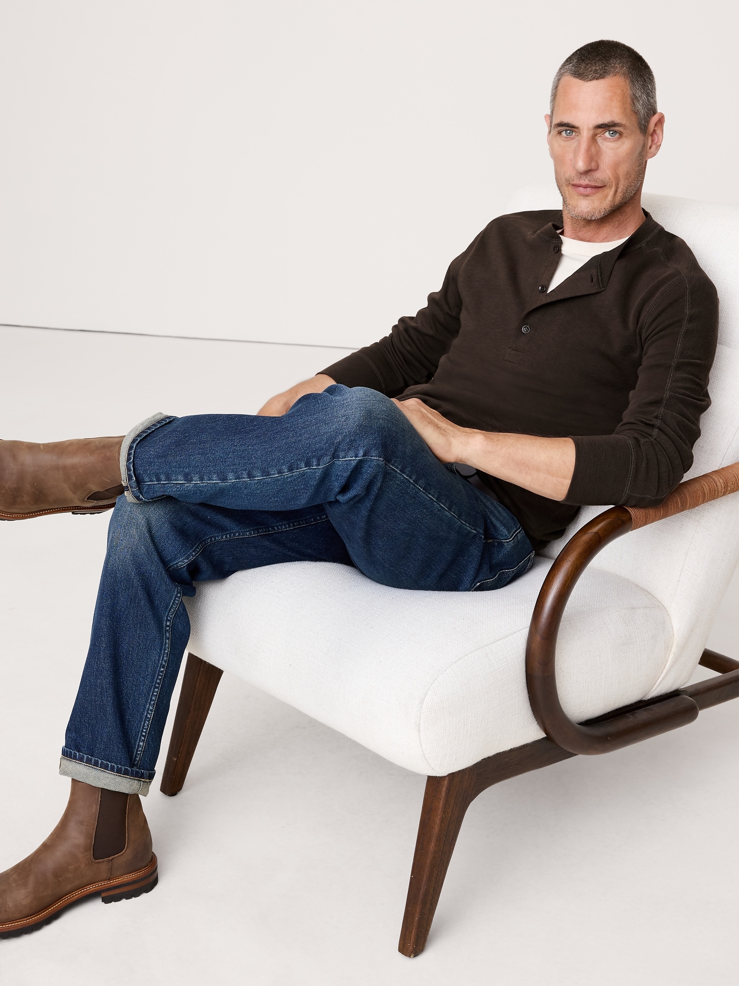 Slub Double-Knit Henley T-Shirt
