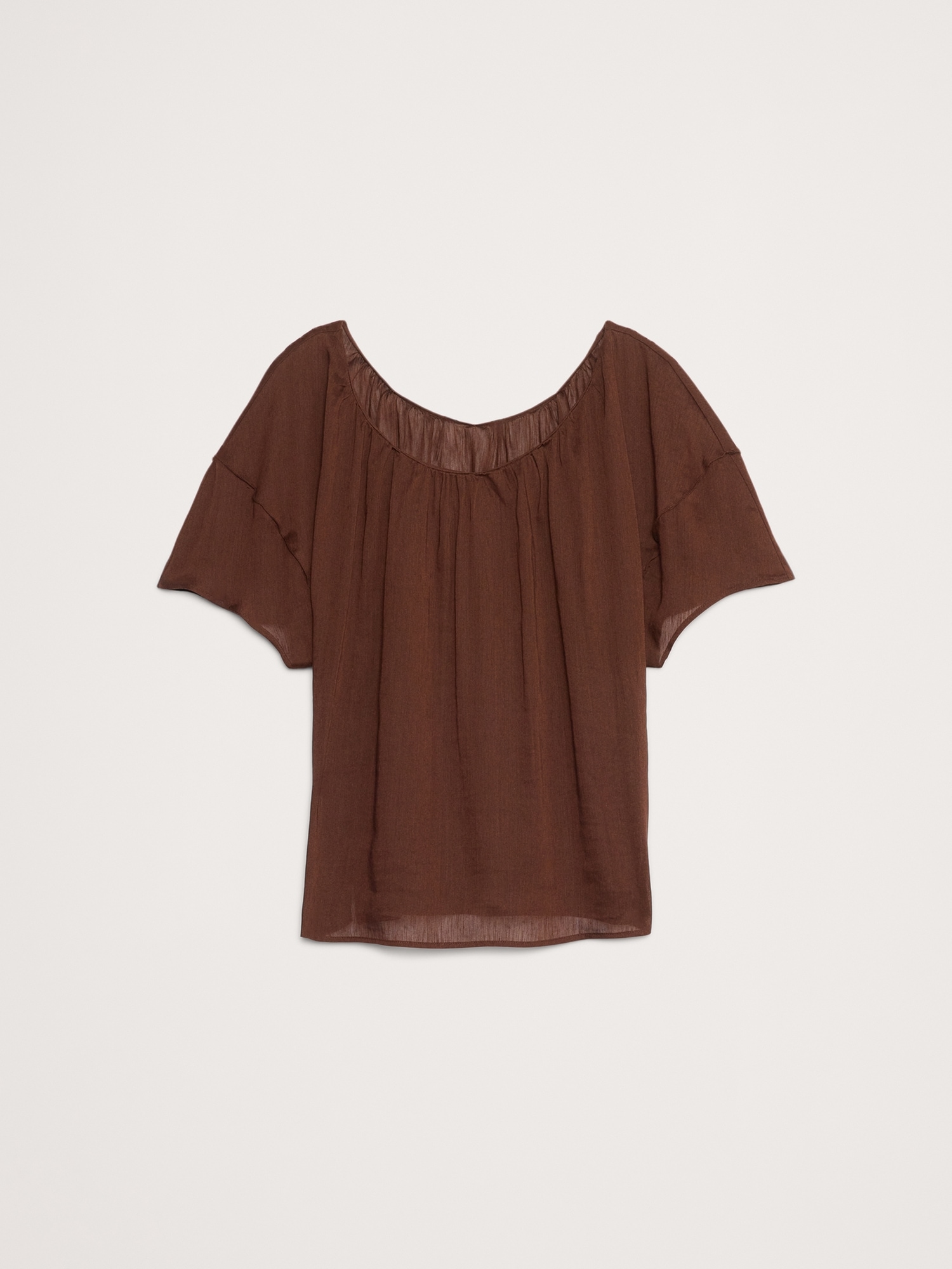 Image number 4 showing, LINEN-VISCOSE GAUZE PUFF-SLEEVE TOP