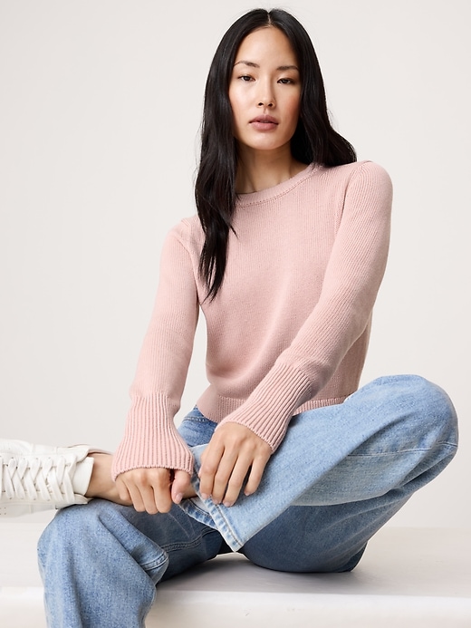 Cotton-Silk Crew-Neck Sweater
