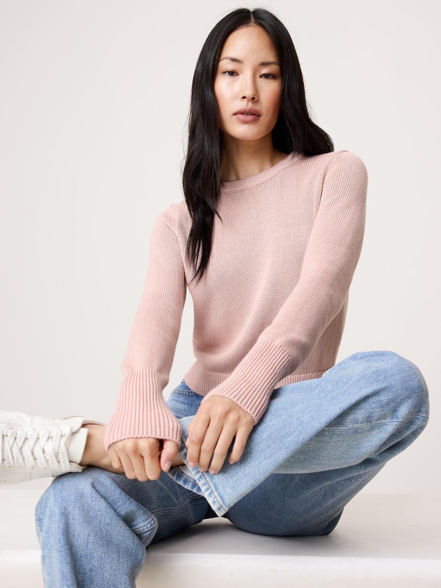 Image number 4 showing, Cotton-Silk Crew-Neck Sweater