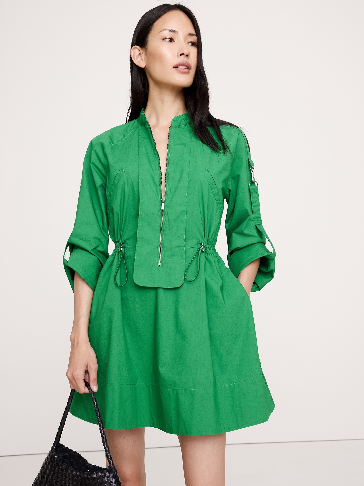 Image number 1 showing, COTTON TWILL UTILITY MINI DRESS