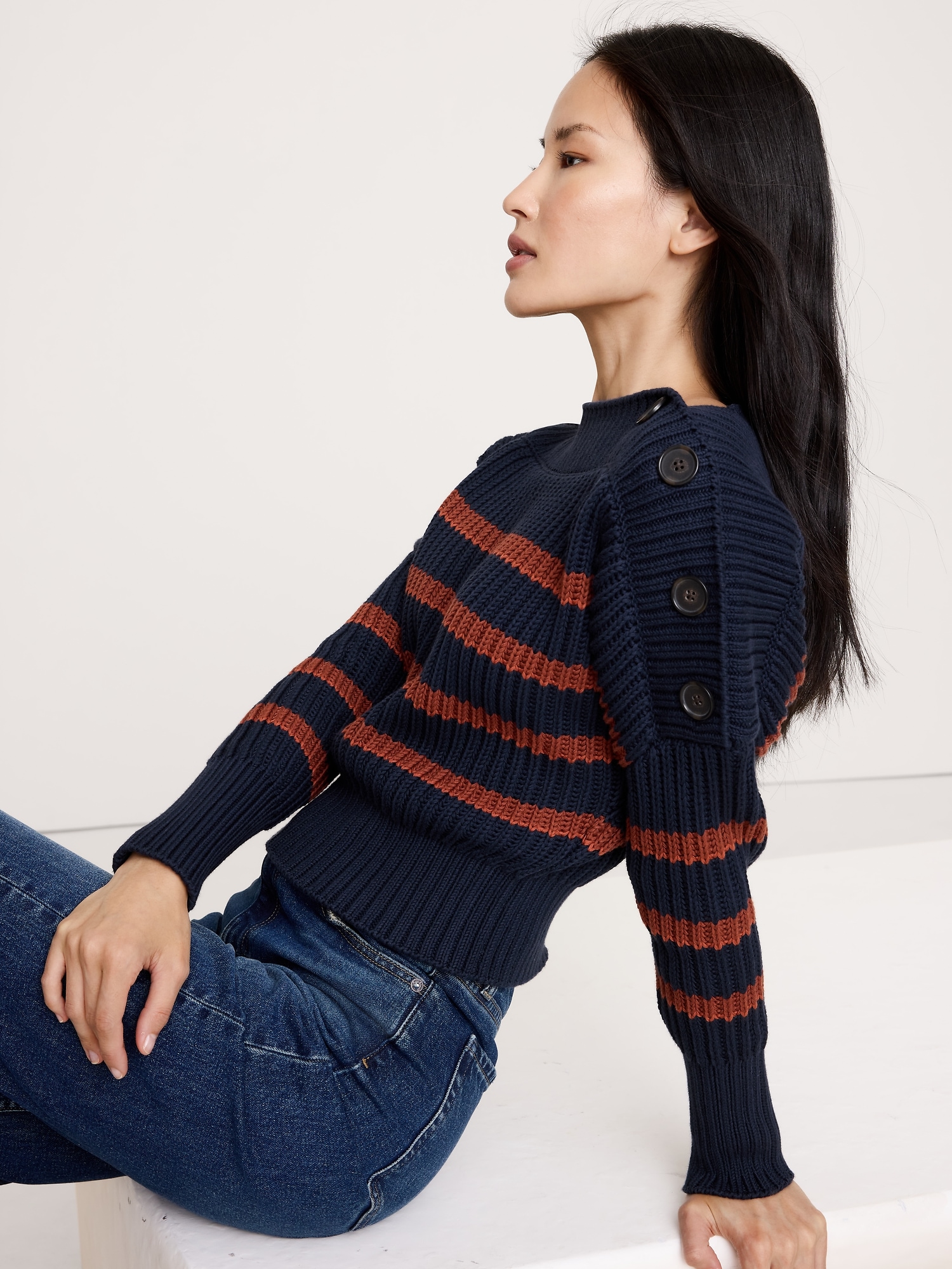 Image number 6 showing, Cotton Button-Shoulder Sweater