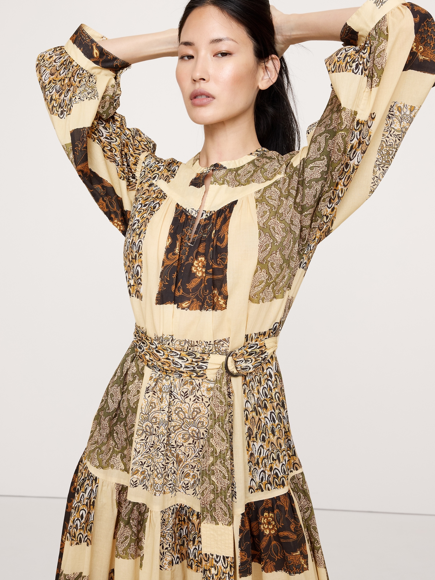 Image number 3 showing, Cotton Tiered Maxi Shirt Dress