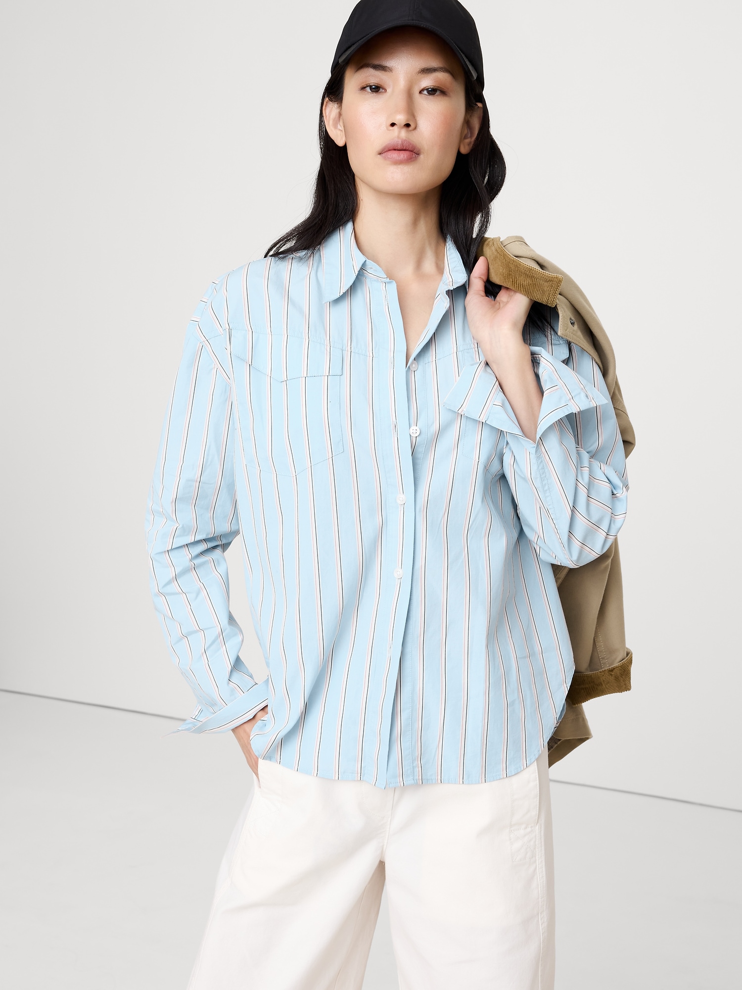 Image number 1 showing, Oversized Cotton Poplin Western Shirt