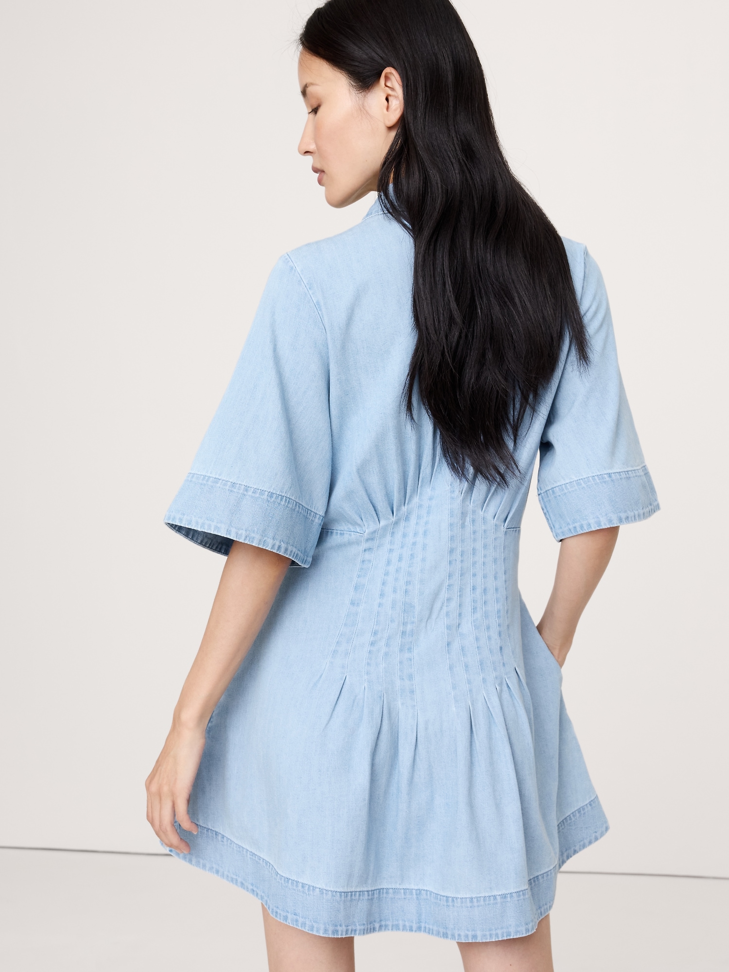 Image number 3 showing, DENIM PINTUCK SHIRT DRESS
