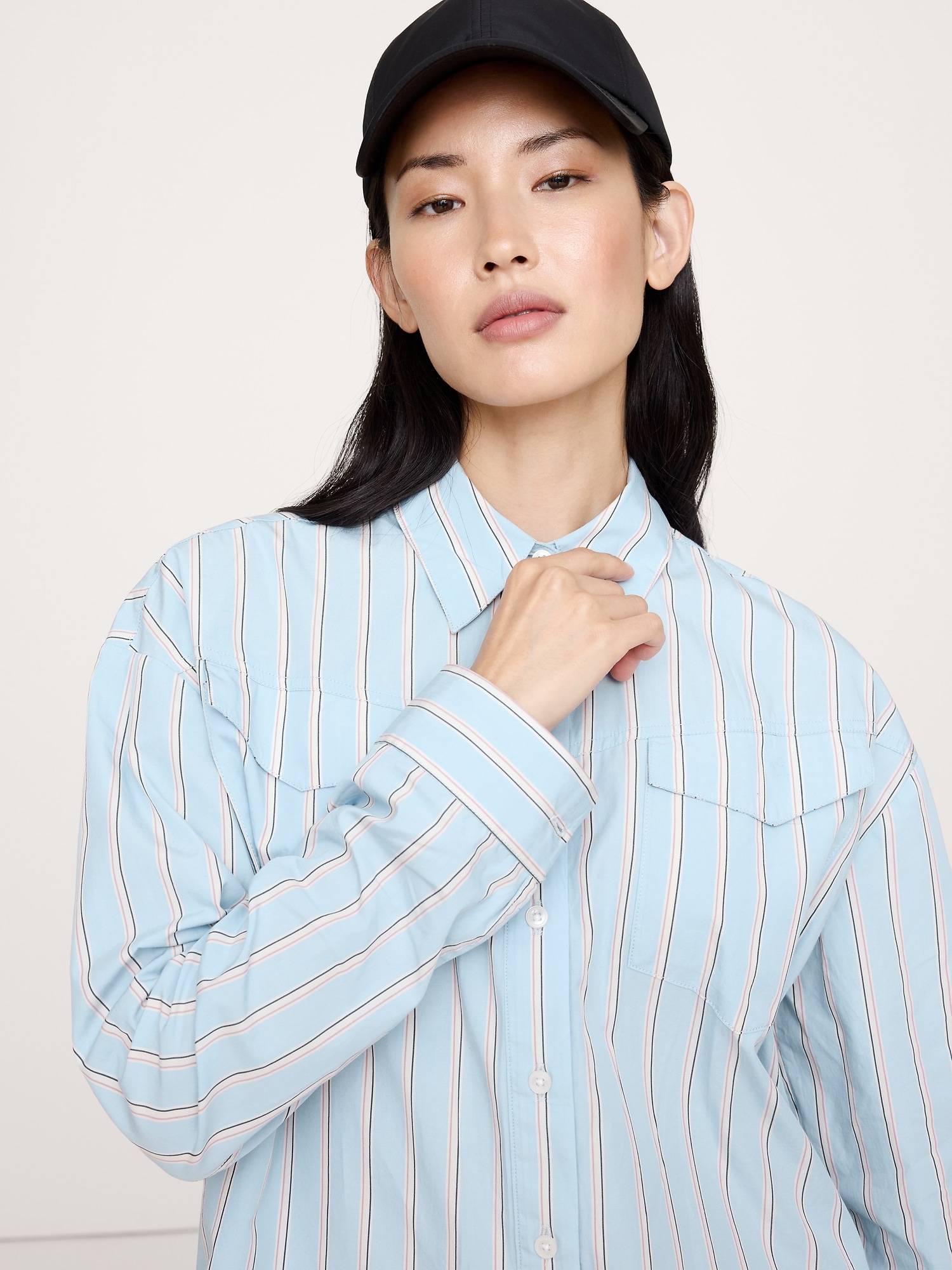 Image number 3 showing, Oversized Cotton Poplin Western Shirt