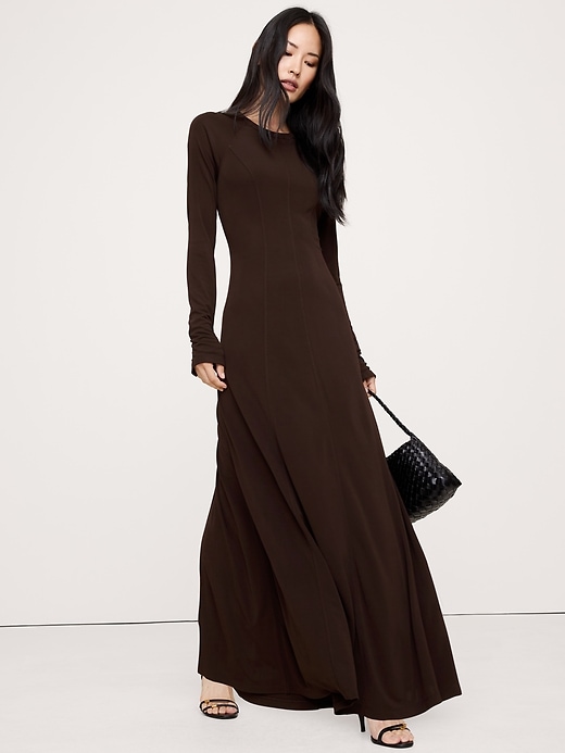 Paneled Knit Maxi Dress Banana Republic