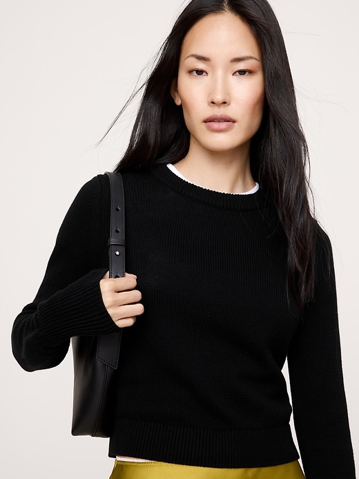 Cotton-Silk Crew-Neck Sweater