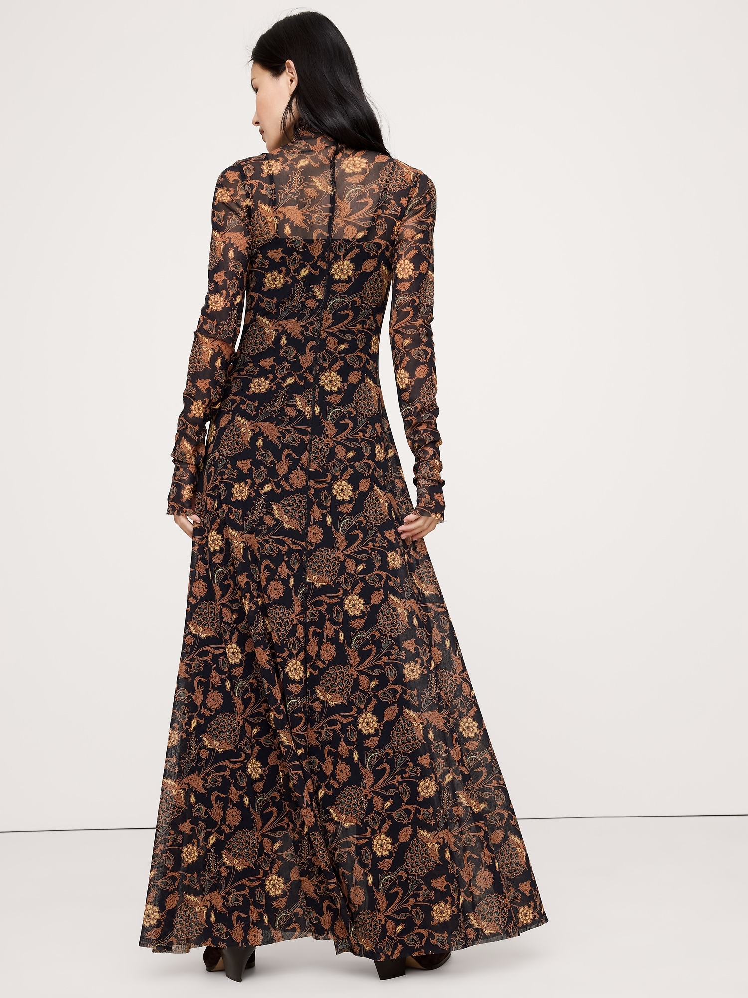 Image number 2 showing, LONG-SLEEVE MESH MAXI DRESS