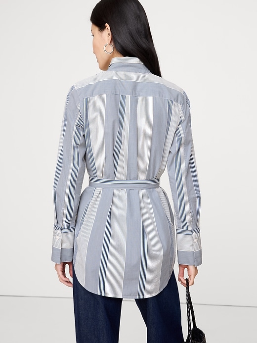 Cotton Poplin Belted Tunic Shirt