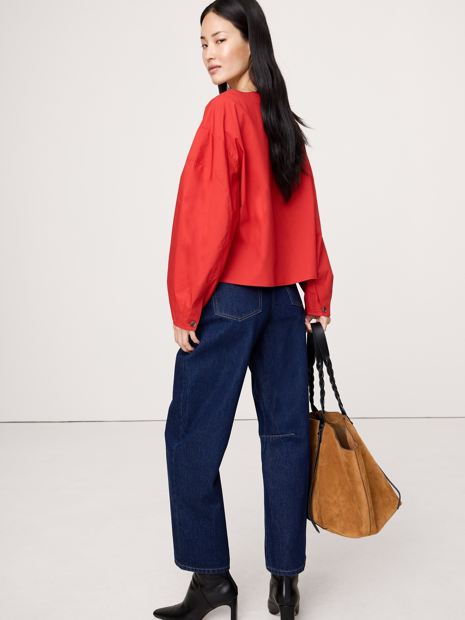 Image number 2 showing, Cotton Poplin Volume-Sleeve Top