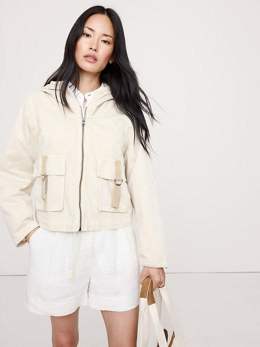 BANANA REPUBLIC フード付きダウンジャケット M ホワイト BANANA REPUBLIC ダウンジャケット ダウン FACTORY STORE
