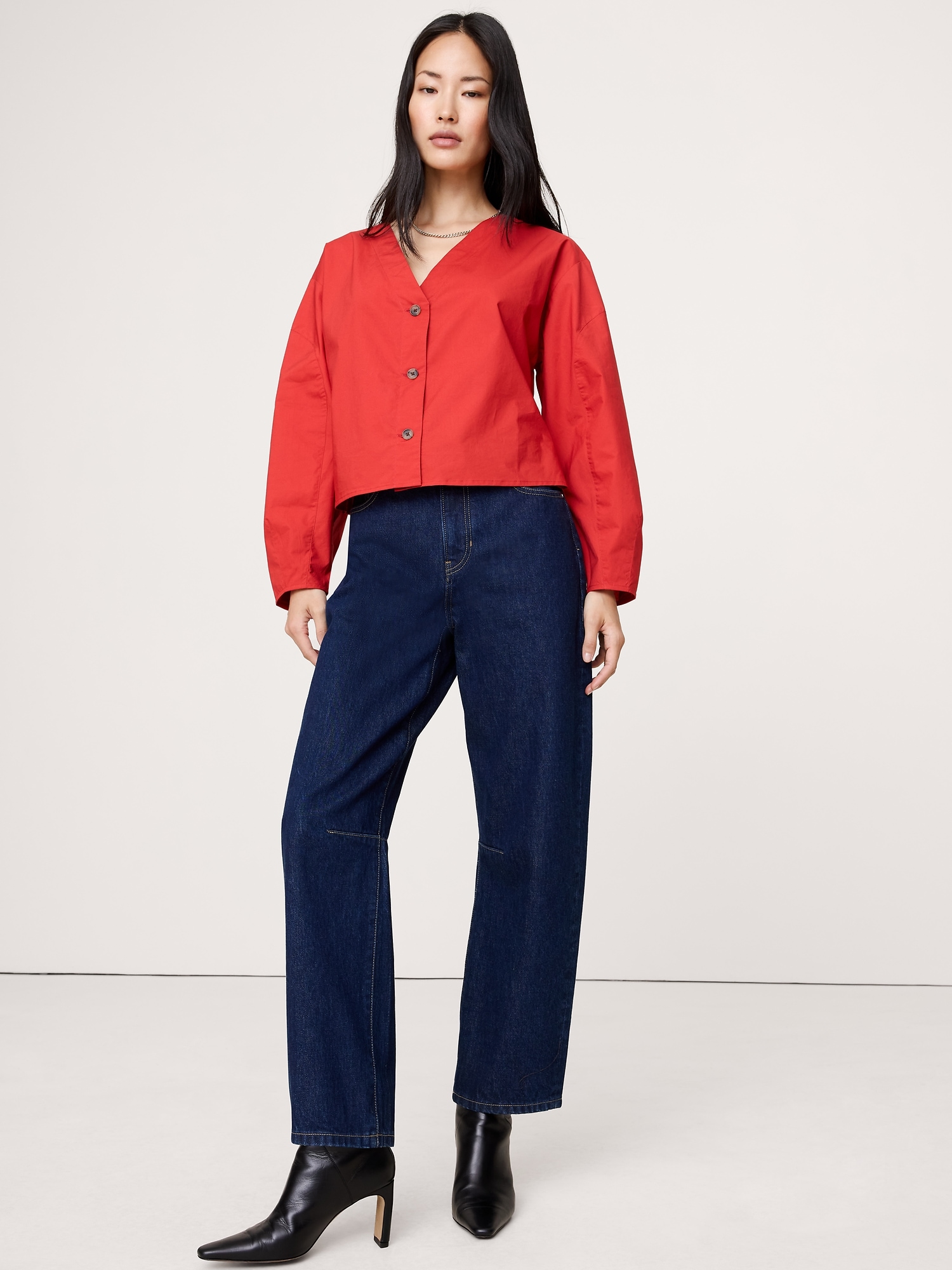 Image number 3 showing, Cotton Poplin Volume-Sleeve Top