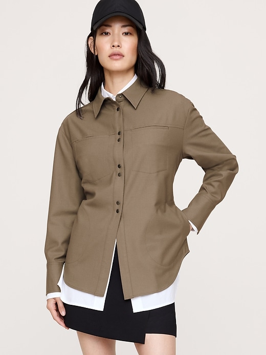 Stretch-Flannel Cinch-Back Shirt