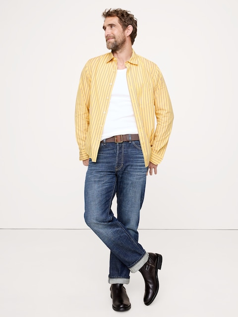 Standard-Fit Washed Cotton Poplin Shirt