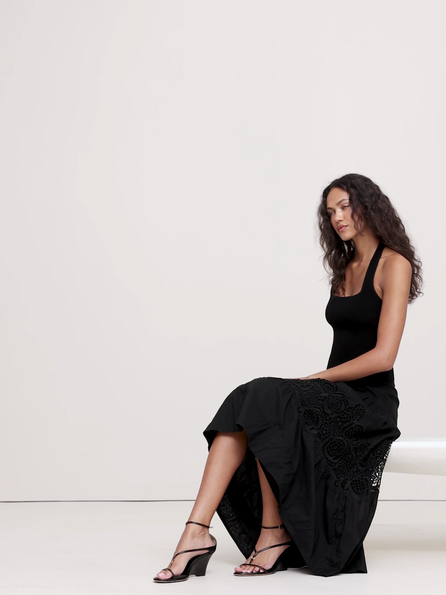 Image number 2 showing, COTTON & LACE DROP-WAIST TIERED SKIRT