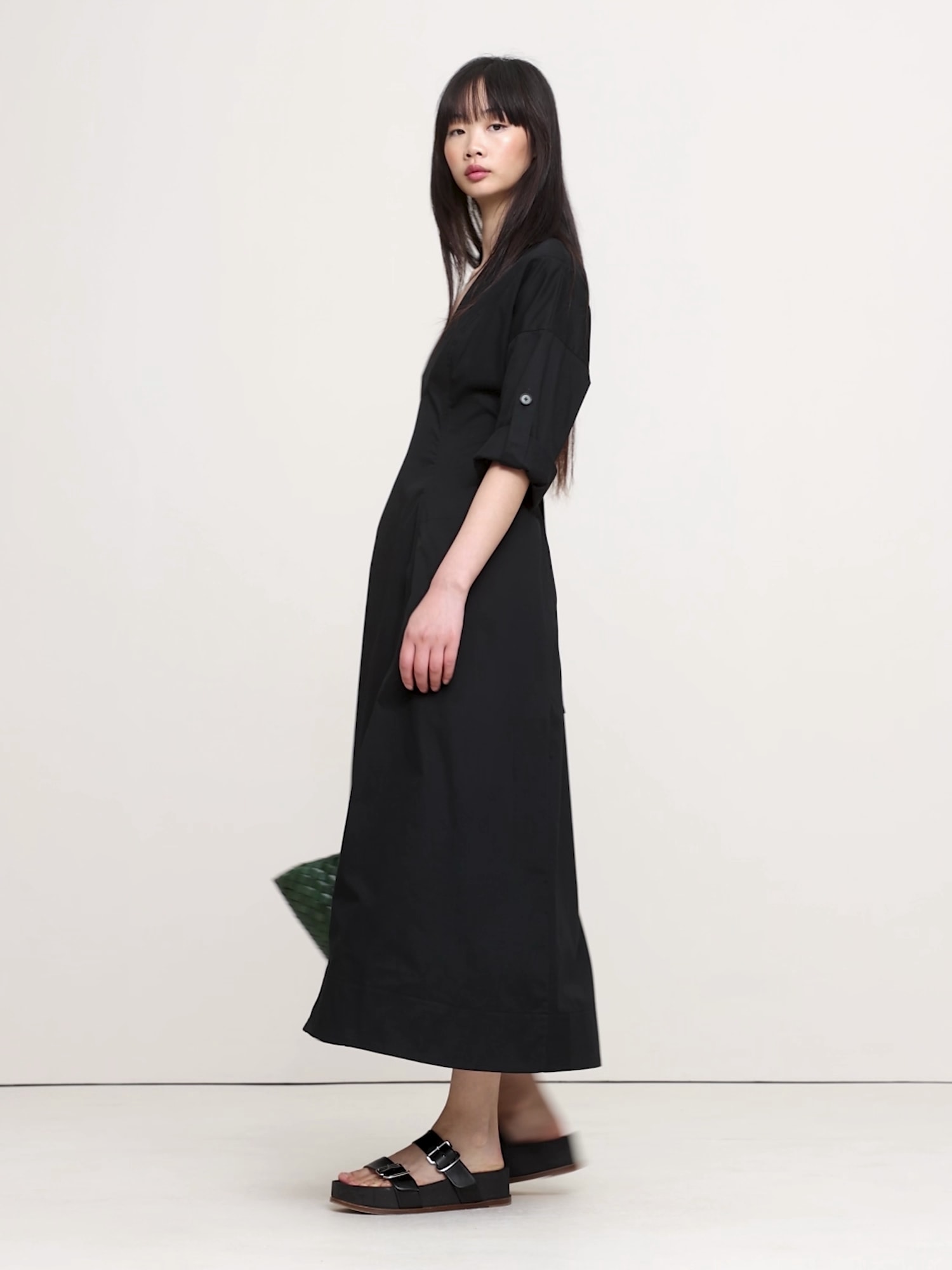 Image number 2 showing, COTTON TWILL LONG MIDI DRESS